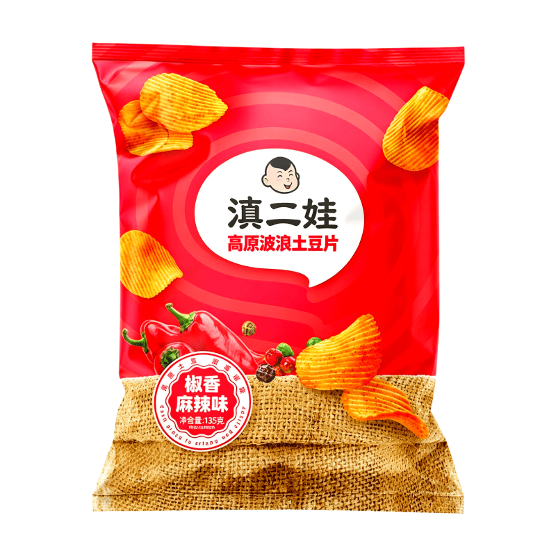 Dianerwa Frisch geschnittene Wellen-Kartoffelchips, scharf & würzig, 135 g