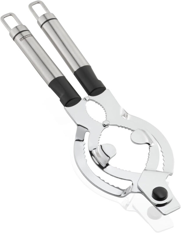 Leifheit Deckelöffner ProLine-Serie, für Gläser oder Flaschen, Flaschenöffner aus hochwertigem Edelstahl, inklusive leicht bedienbaren Kapselheber und praktischer Aufhängeöse, Gläseröffner, silber