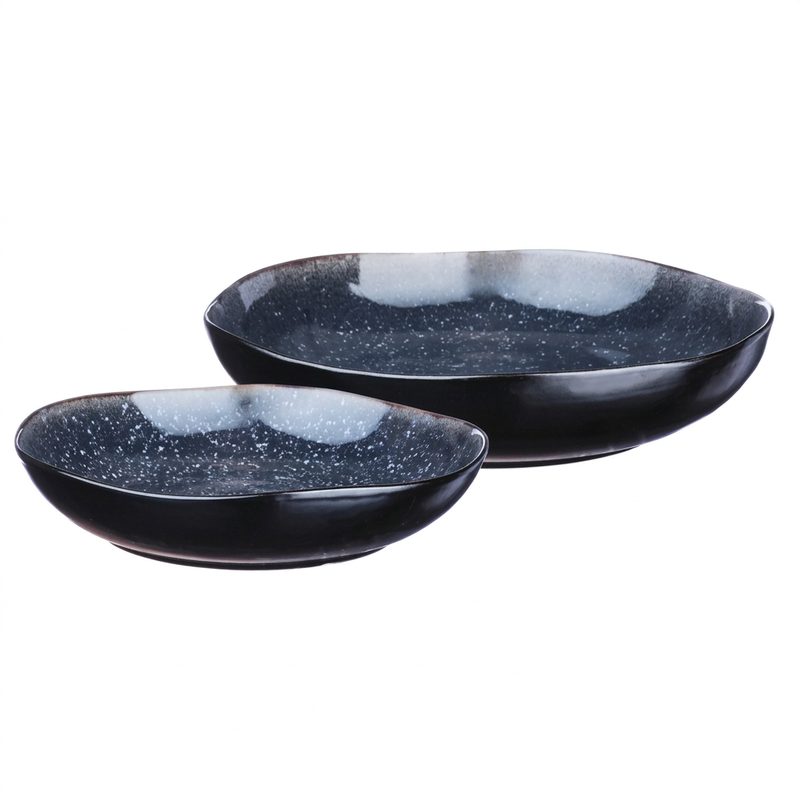 Björn IRIS ensemble de bols à fruits - En céramique, 2 pièces, Bleu nuit - Ø27,5 cm et Ø32,5 cm