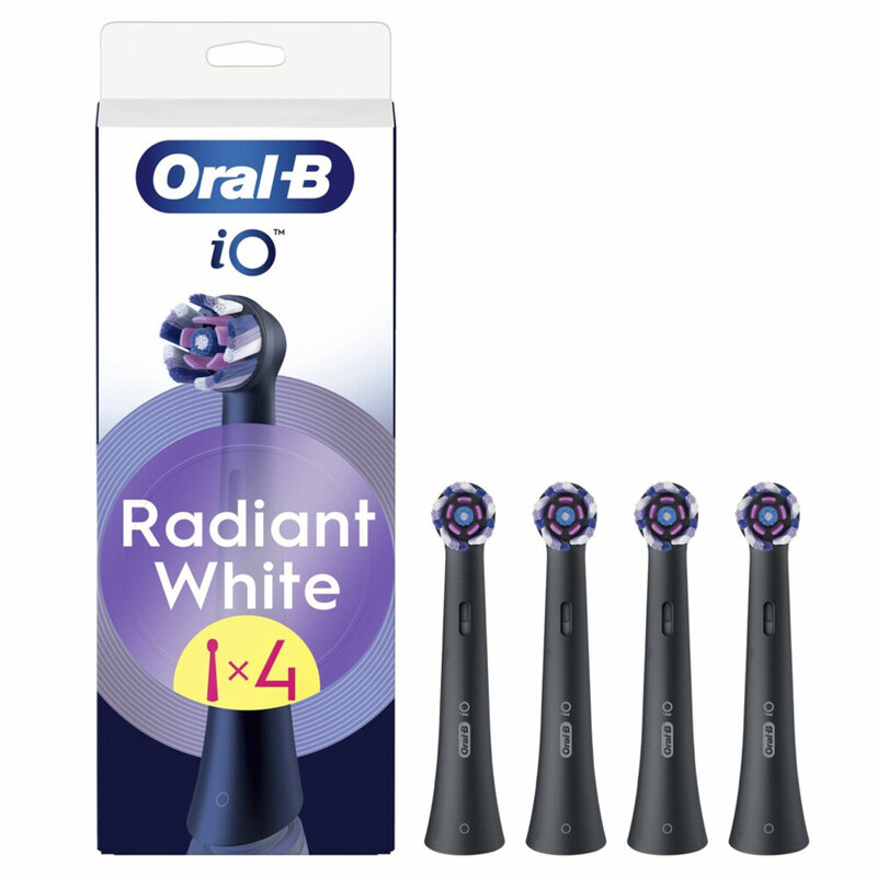Oral-B 4 x Originele Zwart Stralende Vervangende Opzetborstels voor Oral-B IO Elektrische Tandenborstels met Geavanceerde Polijstvleugels voor Tandenbleek