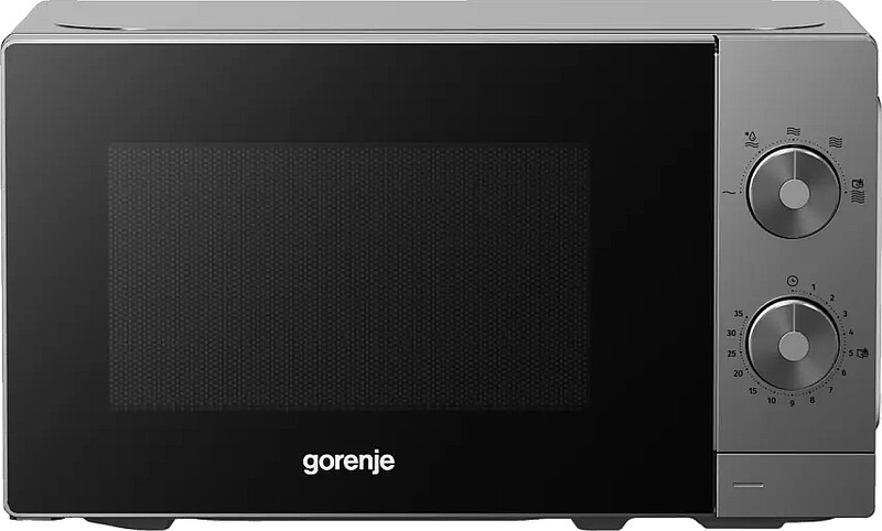 Gorenje MO20E1T4 Mikrowelle, 20 L, 700 W, AquaClean, Auftaufunktion, 5 Leistungsstufen, mechanische Drehsteuerung, schwarz mit Grau