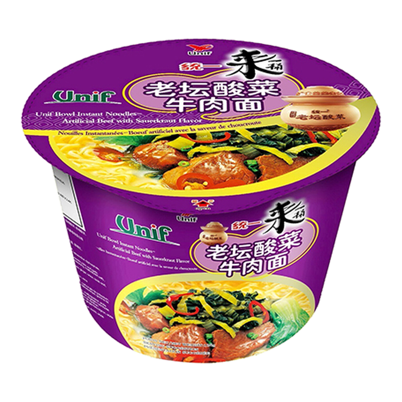 Uni-President Unif Noodles Bowl Beef & Sauerkraut 125G