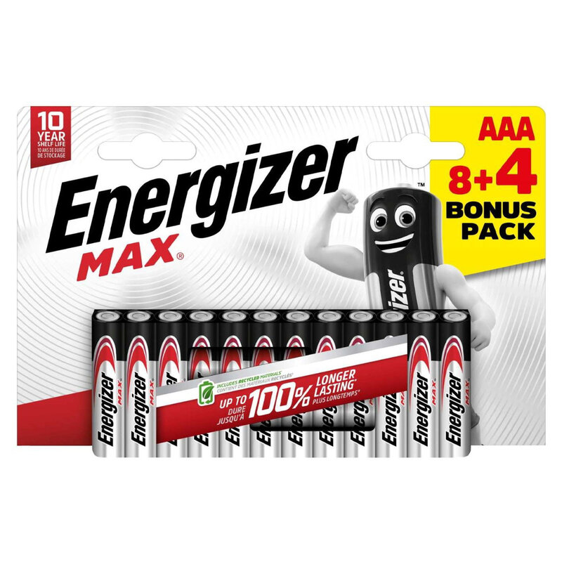 Energizer Aaa Max Alkaline - Pack Of 8+4 7638900426601