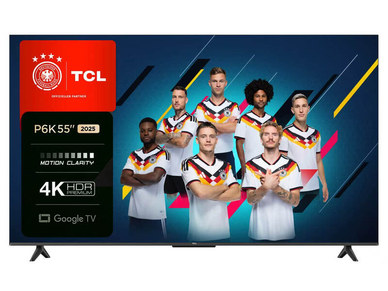 TCL 55P6K 55 Zoll Smart Television: 4K UHD HDR TV mit Google TV, Dolby Audio und Voice Assistant Kompatibilität für ein brillantes Heimkino