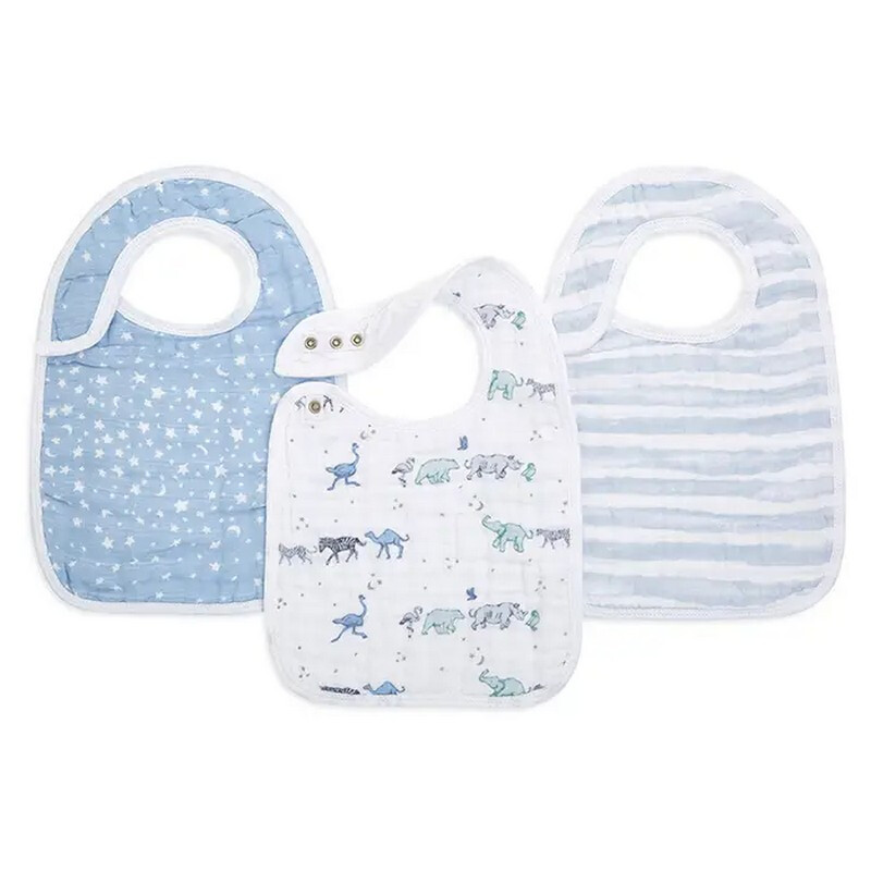™ Boutique Cotton Muslin Snap Bibs 3 Pack rising star