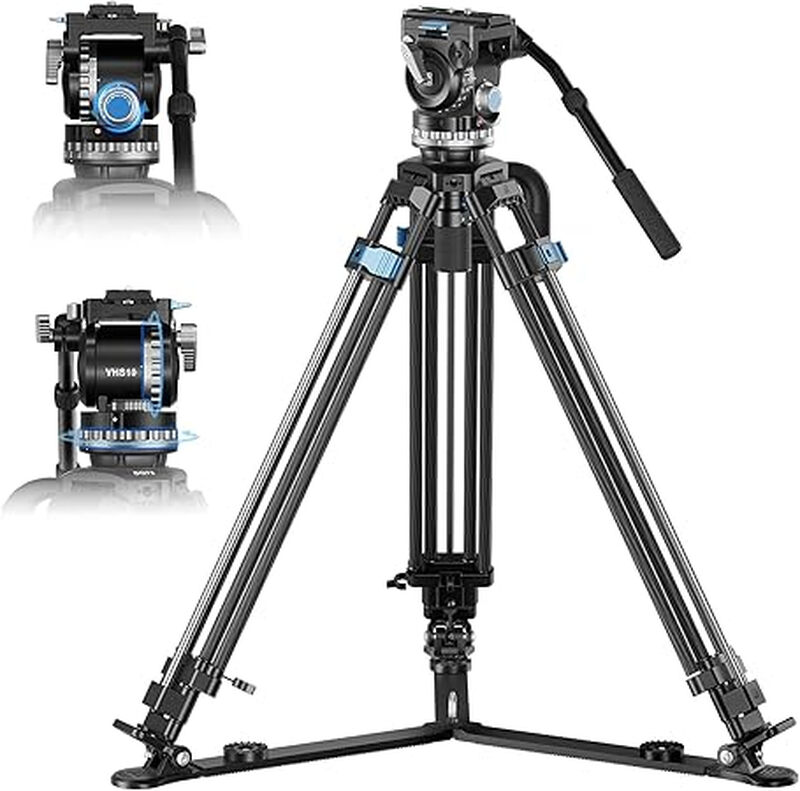 SIRUI SQ75+VHS10 Carbon-Video-Stativ-Set, professioneller Schwerlast-Flüssigkeitskopf, 182cm mit 7-Stufen-Gegengewicht, 4-Stufen-Pan/Tilt-Hydraulikdämpfung, maximale Belastung 10kg