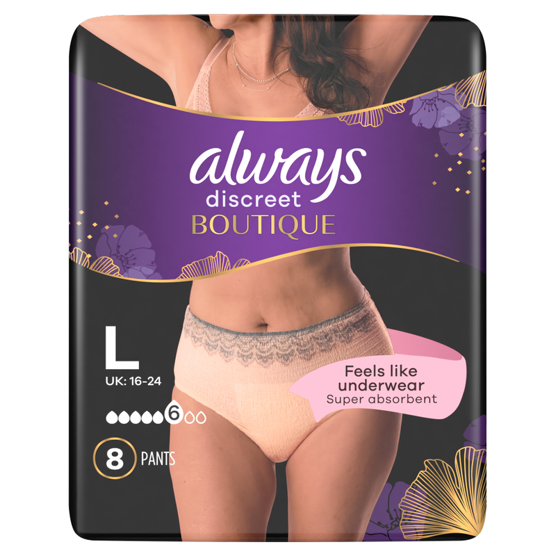 Always Women's Discreet Boutique Incontinence Pants Large 8 Pants