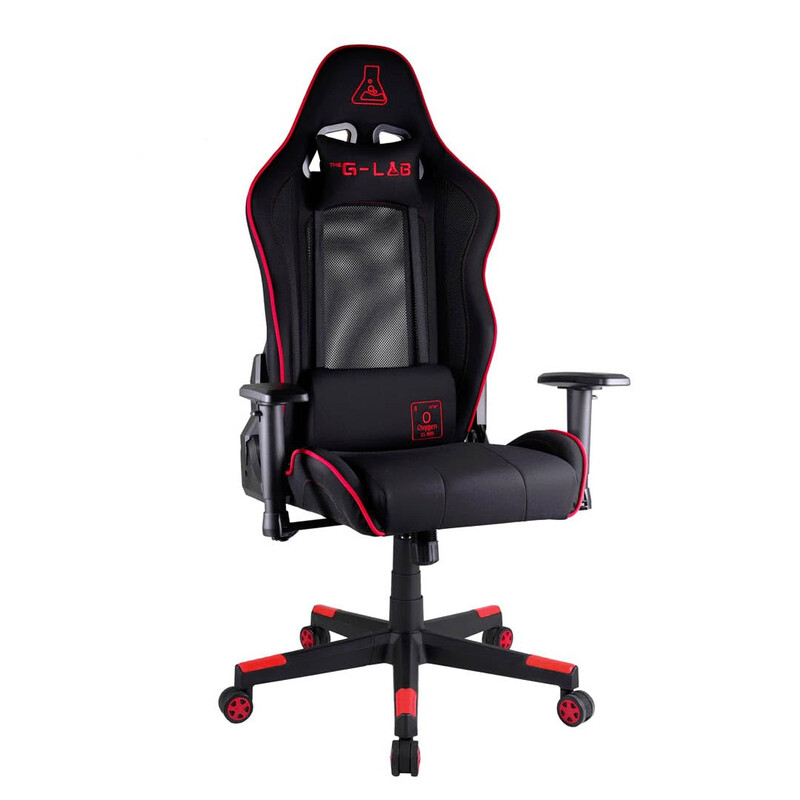 The G-LAB KS-OXYGEN-XL-RED Gaming-Stuhl - Mesh - 2D-Armlehne - 150° Neigung - XL 120 kg - Rot