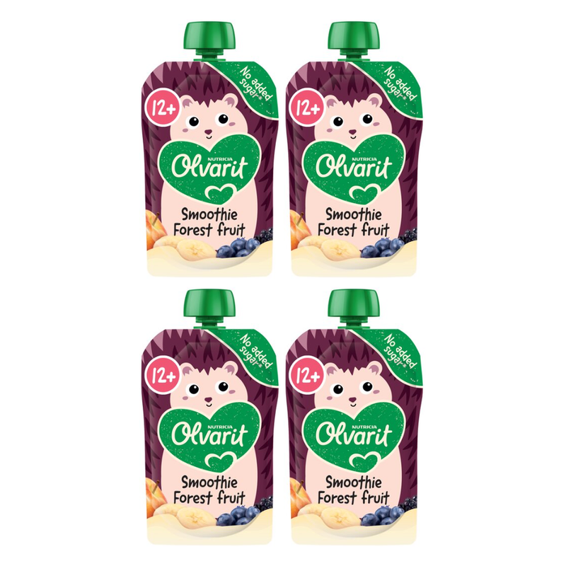 Olvarit Smoothie aux fruits à presser Mélange de baies 12M+ 100 g * 4