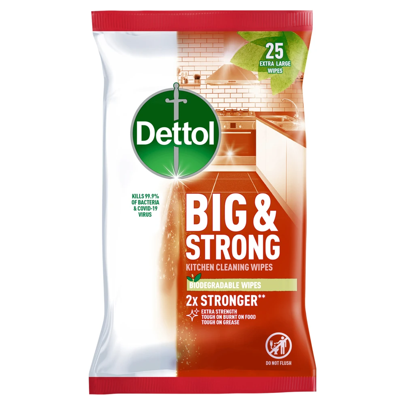 Antibacterial Big & Strong Kitchen Wipes 25 Wipes