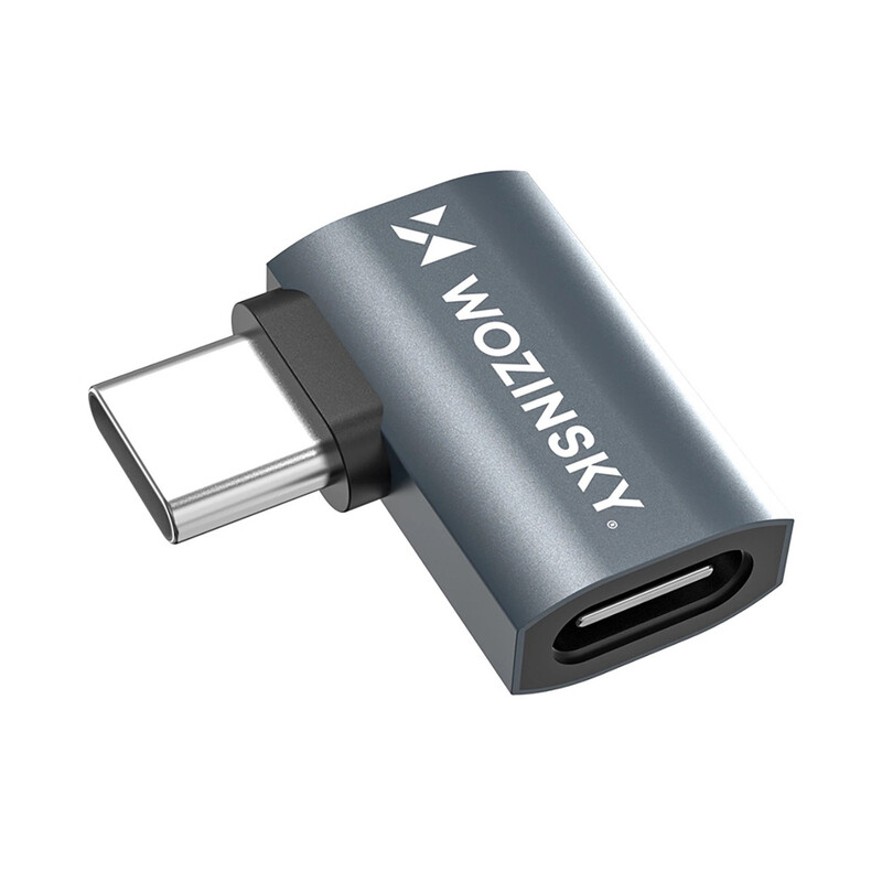 Wozinsky WPKB-01 USB-C - USB-C 40Gb/s 240W 8K OTG Seitenwinkel-Adapter - Grau
