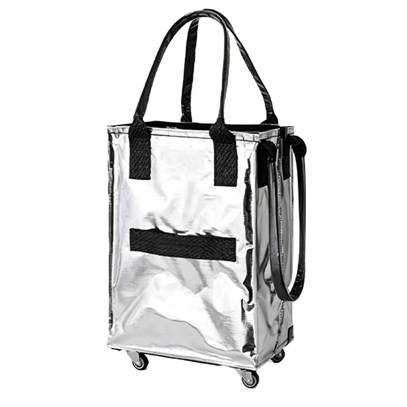 JORDAN&JUDY Einkaufstrolley mit Rollen, dickes gewebtes Tragetaschenmaterial für den Supermarkt, ca. 60 L, max. Traglast 35 kg, Silber