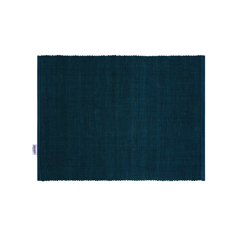 Sintra set van servet en placemat van gerecycled katoen met stippen - inktblauw