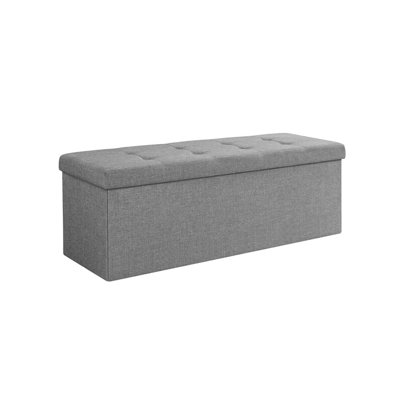 Songmics Home Songmics Sitzbank Mit Stauraum, 38 X 110 X 38 Cm, 35 Gal. Faltbare Truhe Mit Atmungsaktivem Leinenoptik-Stoff, Belastbar Bis Zu 300 Kg, Für