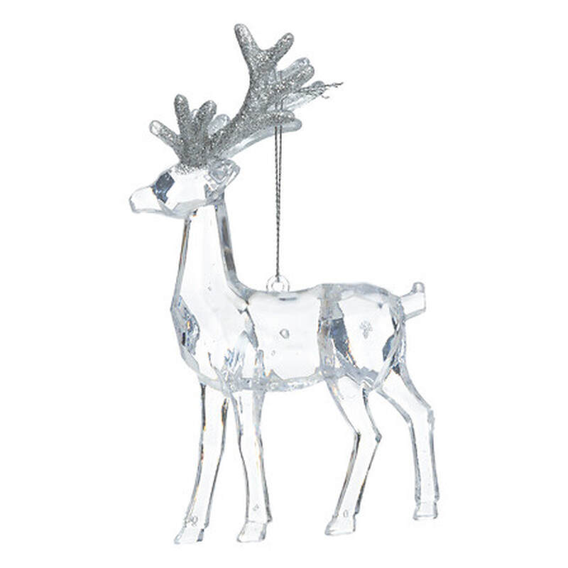 Feeric Transparante Rendier Ornament - 14 cm, Doorzichtig