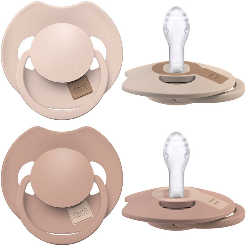 Difrax LOVI Dynamische Prime Fopspeen - 0 tot 6 Maanden - Beige - 2 Stuks