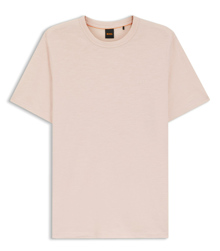 Boss Boss Cotton Jersey T-shirt With A Twill Patch - Light Pink