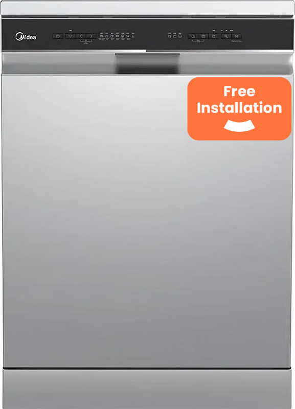 [Free Install] Midea MDWEF1433D(SS)-WG-UK Freestanding Full Size Dishwasher With Cutl