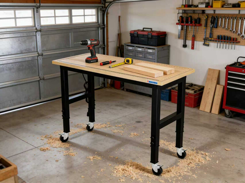 Adjustable 120cm Workbench,Multiple Height Adjustments Workstation,Workbench with Sca