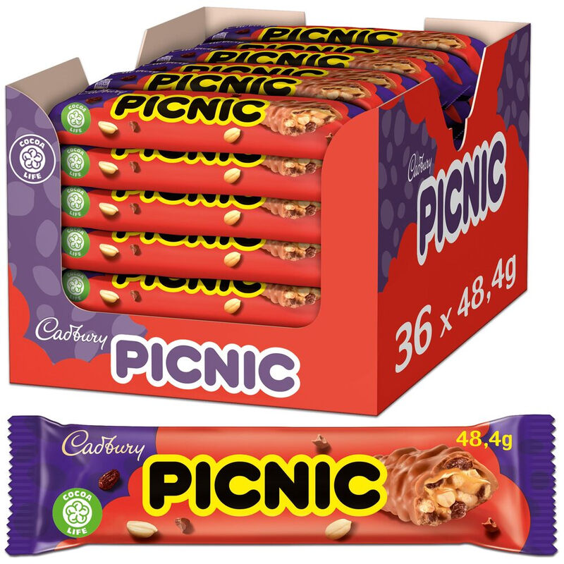 Cadbury Picnic Riegel Großpackung 1,7kg (36 x 48g)