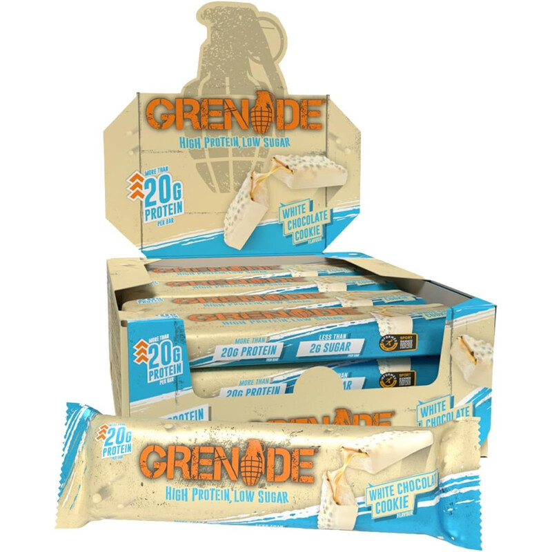 Grenade High Protein Low Sugar Protein Bar White Chocolate Cookie Flavour - 12 x 60g