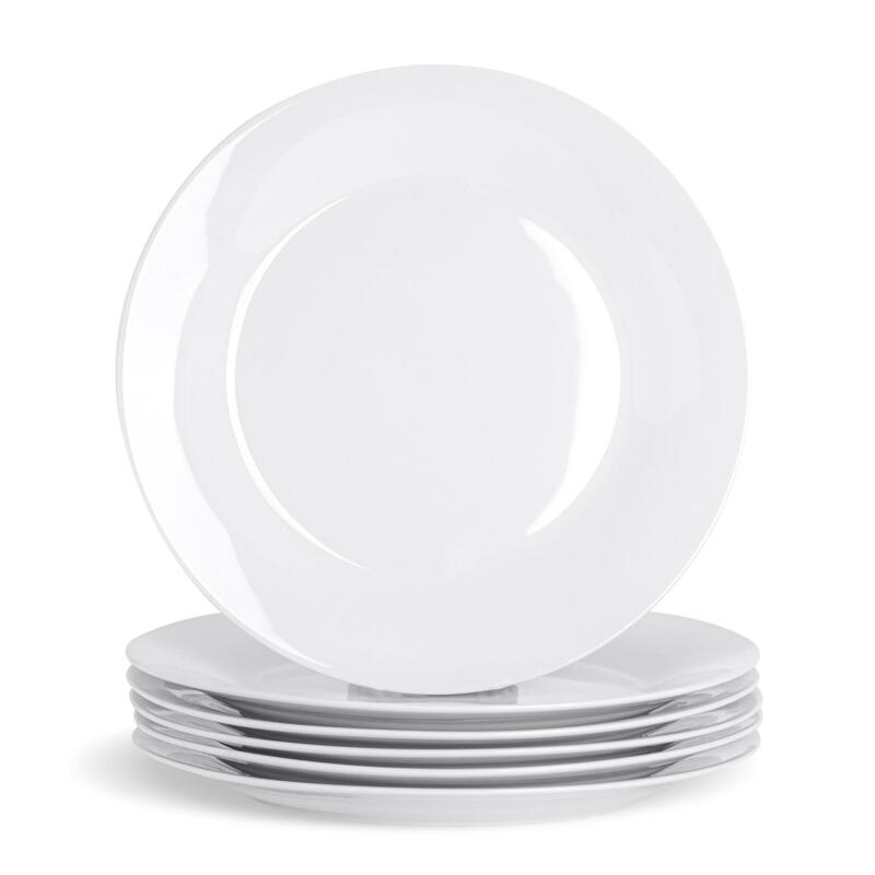 Argon Tableware Classic Wide Rimmed Dinner Plate, 27cm, Set of 6