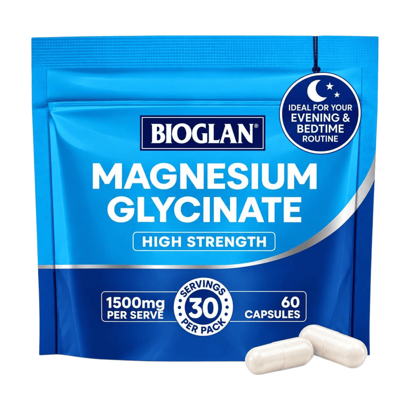 BIOGLAN Sports Nutrition Magnesium Glycinate 1500mg Per Serving, 60 Capsules for 1 Month Supply & Muscle Support
