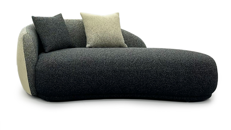 URBAN FURNITURE Asymmetrische Serie Curved Chaise Lounge Sofa - Schwarz-Weiß-Übergang Bouclé, 210*117*77 cm (1 Stück)