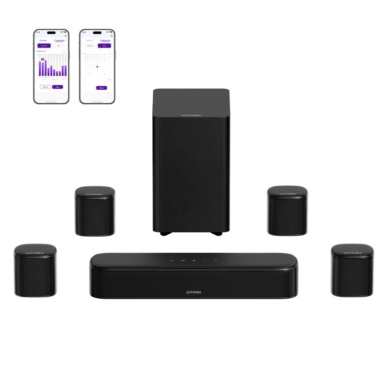 ULTIMEA Aura S4T 7.1-Kanal TV-Soundbar mit 4 Surround-Lautsprechern, Heimkino-Soundsystem mit 5,25" Subwoofer, App-Steuerung, HDMI/OPT/AUX, …