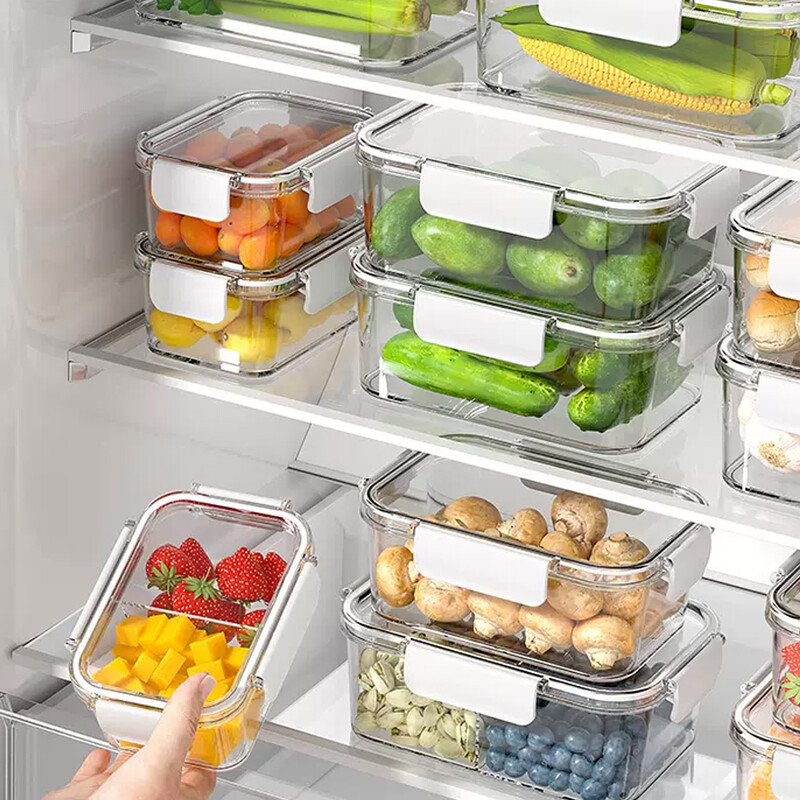 LIVINGANDHOME 3-teiliges transparentes stapelbares Bento-Lunchbox-Set, auslaufsicher & mikrowellengeeignet