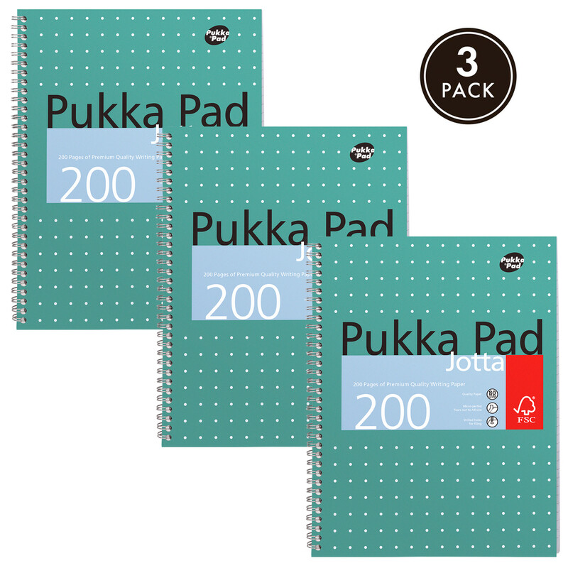 Pukka Pads Pukka Pad A4 Metallic Jotta Wirebound Notebook Lined, Pack Of 3