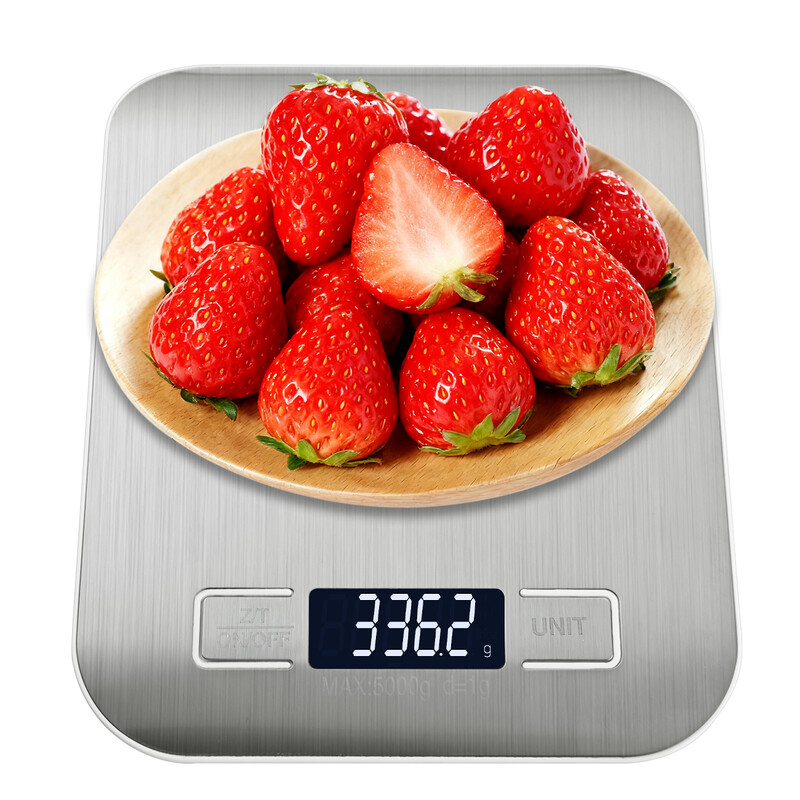 Vivreal CFC-03White elektronische keukenweegschaal, 5 kg bereik/1 g nauwkeurigheid, schakelen tussen meerdere eenheden, roestvrijstalen anti-vingerafdruk paneel, voor keukengebruik, wit