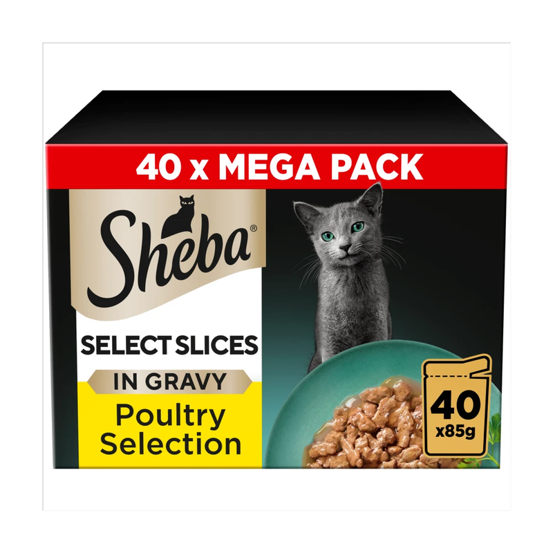 Select Slices Adult Cat Food Pouch Poultry Selection in Gravy Mega-Pack 40 x 85g