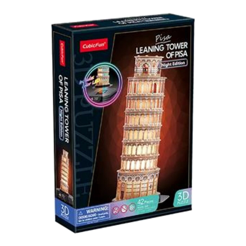 CUBIC FUN 3D Puzzel Pisa LED - Kunststof, Scheve Toren van Pisa