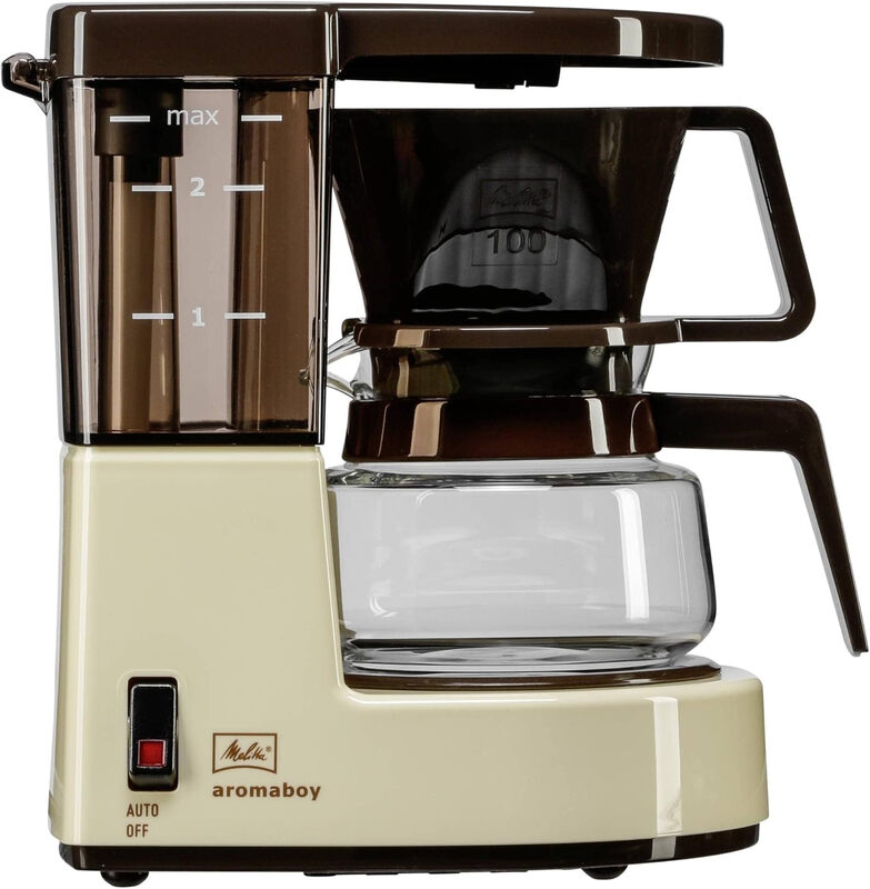 Aromaboy, Filter Coffee Machine, Retro, Compact, 0.31L, Beige & Brown - 1015-03