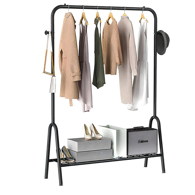 100CM Single Pole Hanger (Knight Black) - Bedroom/Living Room/Balcony Rack Black 100