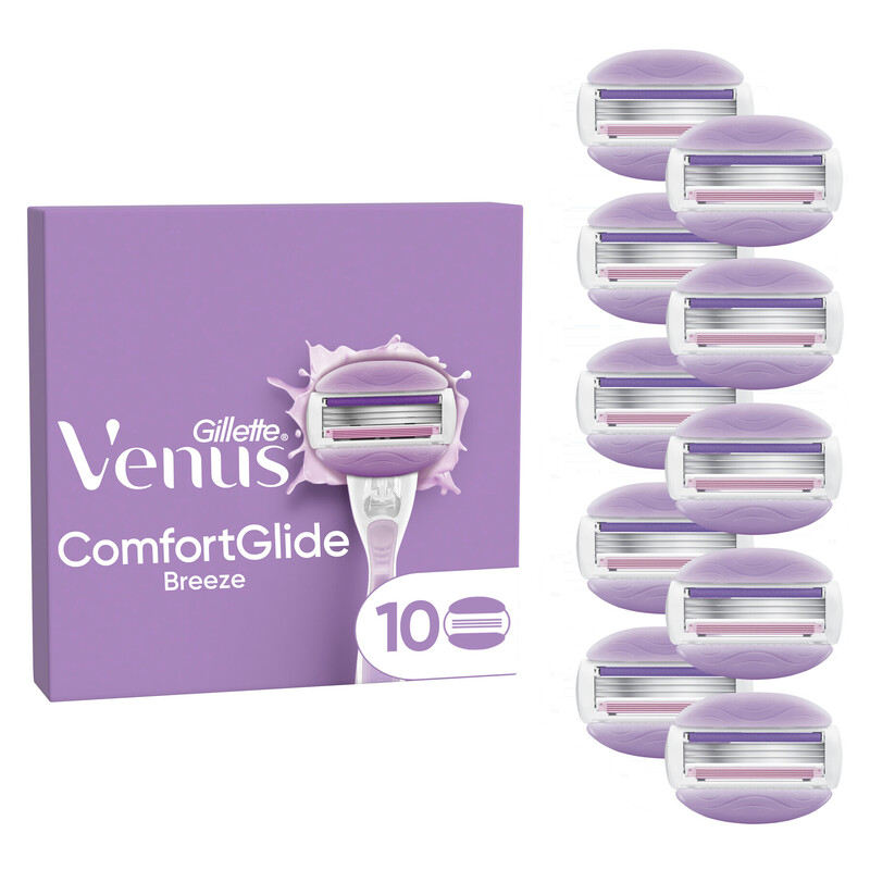 Gillette Venus Damenrasierer Ersatzklingen, 10 Stück ComfortGlide Breeze Rasierklingen für sanfte und geschmeidige Rasur