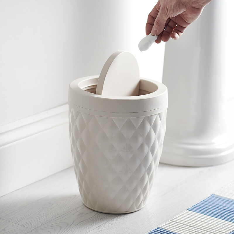 Diamond Collection Bathroom Bin - White