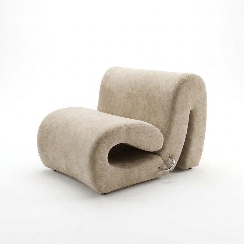 URBAN MEUBLE Ribbon Serie Curved Modulares Ecksofa - Creme Samt, 117*104*73 cm Pro Modul (1 Stück)