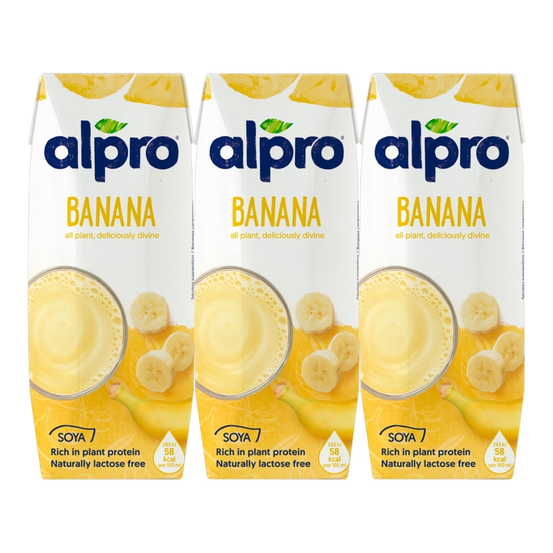 Alpro Soya Drink Banaan - 3 x 250 ml, Vegan