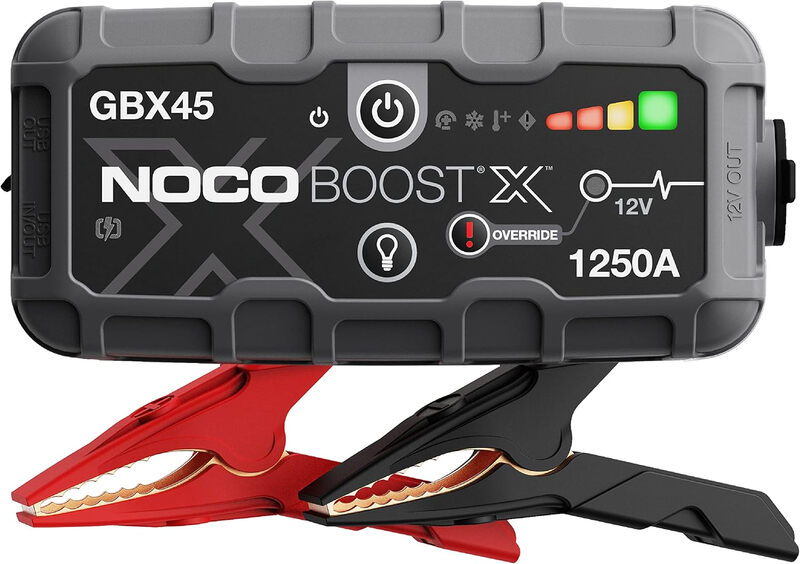 NOCO Boost X GBX45 1250 A UltraSafe Tragbare 12 V Lithium Starthilfe Powerbank mit Kabeln für Benzin bis zu 6,5 L und Diesel bis zu 4,0 L