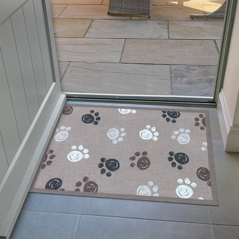Doormat Knightsbridge Pawprints Brown 50x75cm