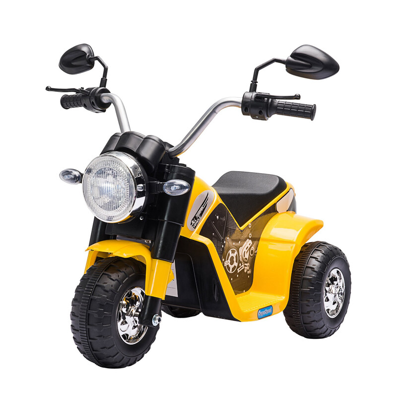 370-188V70YL HOMCOM 6V Kids Electric Motorbike 3 Wheels Ride On Toy with Horn Headlig