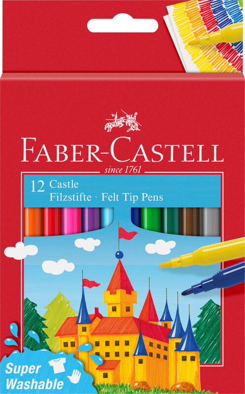 Fibre-Tip Pen Castle Cardboardbox, Assorted Colours, Pack of 12