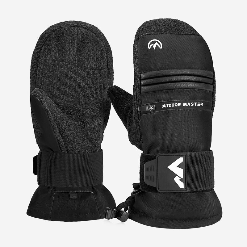 3M & KEVLAR Waterproof Adults Ski Mittens for Men & Women Black M