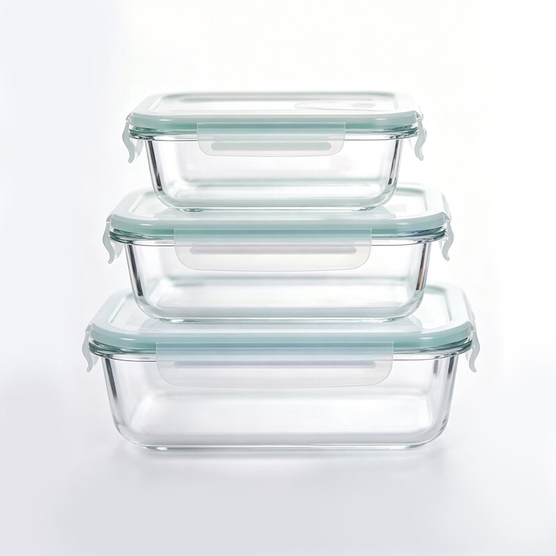 JORDAN&JUDY 3-teilige rechteckige Frischhaltedosen mit Klappdeckel, Vorratsdosen, Grün (370 ml × 1 + 640 ml × 1 + 1040 ml × 1)