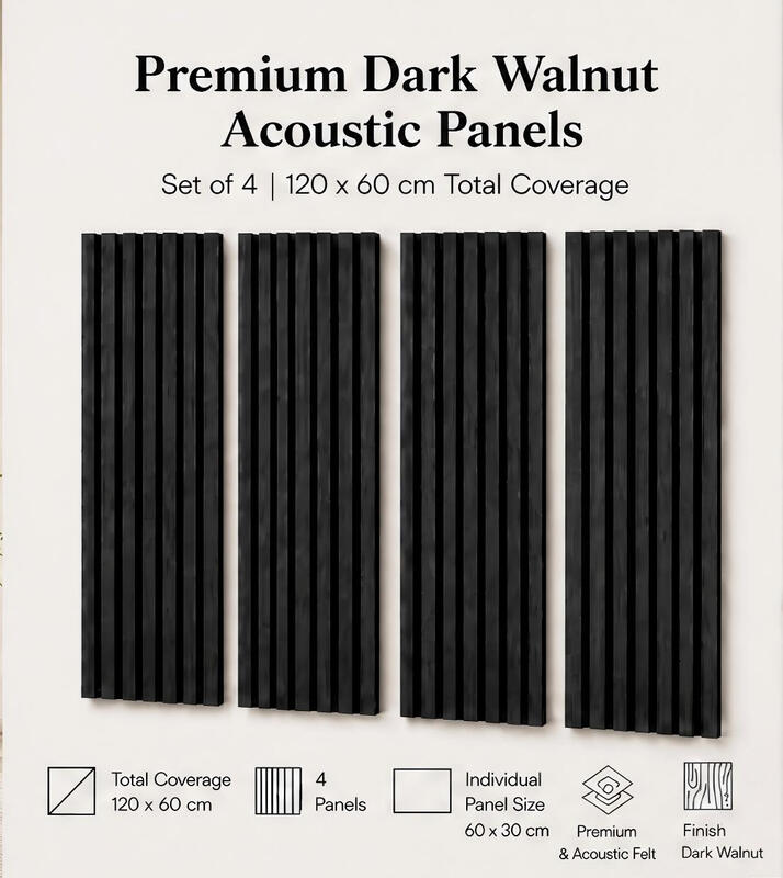 Premium Grau Eiche 3D Holzlamellen Akustikpaneele (4er-Set) | Umweltfreundliche Schallabsorbierende Wandkunst | Geräuschreduzierung & Echokontrolle für Home-Office & Studio