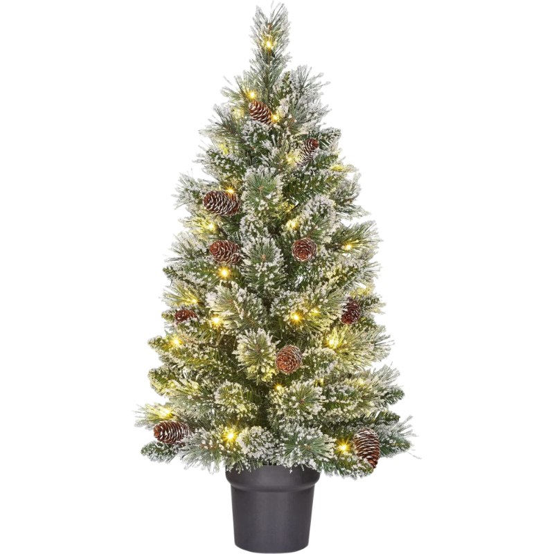 Black Box Trees Sapin de Noël artificiel Vandans enneigé avec 40 lumières blanc chaud D 48 H 90 cm