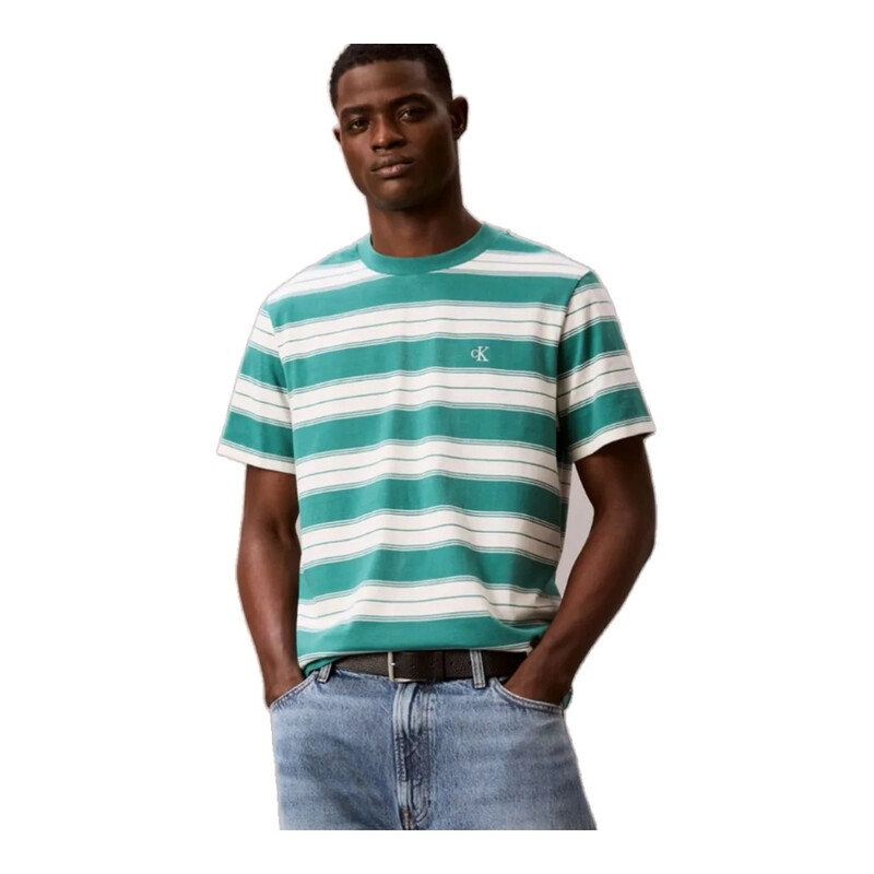 Calvin Klein Jeans Men Cotton Stretch Stripe T-Shirt - North Sea