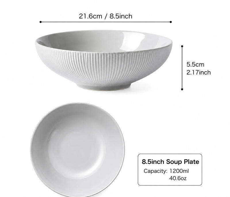 JIWOO Moire 8,5" Suppenteller Glänzend Grau 1 Stück